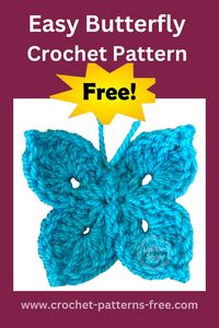 Easy Crochet Butterfly Applique a FREE Crochet Pattern to make this super simple and quick butterly crochet pattern #crochet #freecrochet #1hourcrochetpatterns