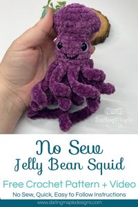 🐙 Dive into our Free No Sew Crochet Amigurumi Squid Pattern from Darling Maple Designs! With a quick and easy full video tutorial, you'll be creating your own cuddly sea creature in no time. Perfect for gifts or adding a whimsical touch to your own home. Follow us for more exciting patterns and tutorials! 💕