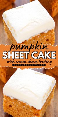 Whip up a Pumpkin Sheet Cake with Cream Cheese Frosting—this dump and bake recipe features sweet cream cheese frosting, making it perfect for simple fall desserts and pumpkin food ideas. Indulge in the ease of this recipe while savoring the flavors of fall!