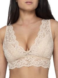 PRICES MAY VARY. Bralettes are perfect for when you want to feel comfortable but still look cute. The Smart&Sexy Signature Lace Deep V Bralette can be worn around the house or dressed up under your favorite tops. A wireless push-up bra, you won't believe how much lift this bralette can give! This bralette top features removable triangle cups for padding so you can customize your support. All-over lace bralette features extra wide front camisole straps, and a gorgeous deep V plunging neckline in