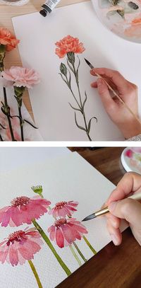 If you're a beginner to watercolor, use these easy watercolor flower painting ideas. I love the simplicity of this floral watercolor project. I also love the soft colors that were used here.