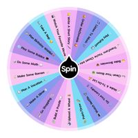 Introducing the 'When You're Bored...' Spin Wheel, your boredom-busting companion with a world of activities at your fingertips. Spin it to discover your next adventure, whether it's cleaning your room, making a to-do list, or embarking on a spontaneous shopping spree. Did you know? You can even upload your own customized wheel with your favorite activities to keep things fresh and exciting!