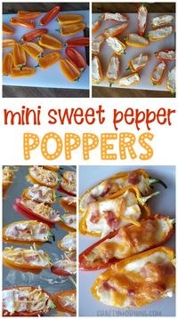 Mini sweet pepper poppers...such a delicious recipe! Perfect for keto diet and low carb diets. Make them for a game day football super bowl appetizer or a side dish for dinner. Cream cheese and bacon! #poppers #pepperpoppers #minipoppers #sweetpepperpoppers #cheesypoppers