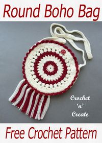 Graceful and pretty FREE crochet boho bag in UK and USA format on crochetncreate