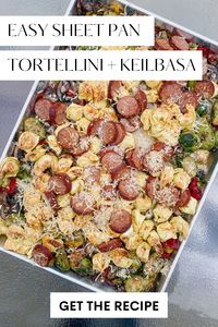 This easy sheet pan tortellini is SO easy! It’s one of those throw on a pan and bake meals that really simplify dinner time.