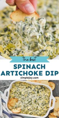 Spinach and Artichoke Dip is the perfect appetizer. Made with simple ingredients, this great snack comes together quickly and is always a hit!