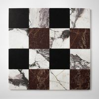 Calacatta Viola, Red Bordeaux, Black Honed 4x4 Marble Mosaic 16x16