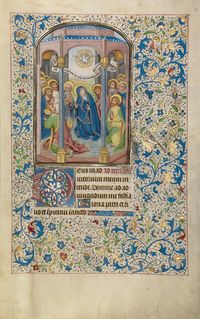 Pentecost; Willem Vrelant (Flemish, died 1481, active 1454 - 1481); Bruges, Belgium; early 1460s; Tempera colors, gold leaf, and ink on parchment; Leaf: 25.6 x 17.3 cm (10 1/16 x 6 13/16 in.); Ms. Ludwig IX 8, fol. 22; J. Paul Getty Museum, Los Angeles, California