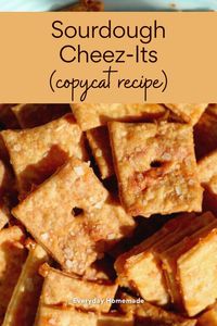 Transform your sourdough discard into irresistible Sourdough Cheez-Its! This easy homemade recipe requires just 5 ingredients, including tangy sourdough starter and sharp cheddar cheese. Get the best Cheez-Its copycat experience in no time with this quick, same-day recipe. Perfect for satisfying cravings and reducing food waste.