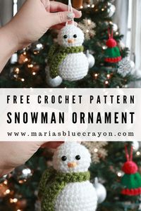 Crochet Snowman Ornament – Free Pattern | Maria's Blue Crayon | Bloglovin’