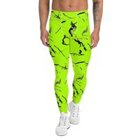 Bright Neon Green Men's Leggings, Marble Print Meggings Compression Ti – Heidikimurart Limited