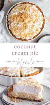 The flavor of this coconut cream pie is impeccable. The toasted coconut graham cracker crust is truly divine and complements the creamy custard filling so well.You can make the pie ahead of time and chill it overnight. It also freezes really well!