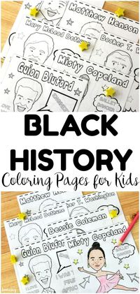 Teach kids about important people in black history with these black history figure coloring pages! Perfect for a quick history activity! #bessiecoleman #mistycopeland #blackhistory #historicalfigures #ushistory