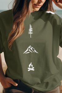 Adventure Outdoor T-shirt, Tree Mountain Bonfire Design, Hiking Nature Graphic Tee, Camping Enthusiast Shirt, Wilderness Lover Gift - Etsy Canada