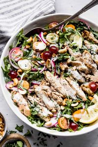 Easy Arugula Chicken Salad with Grapes