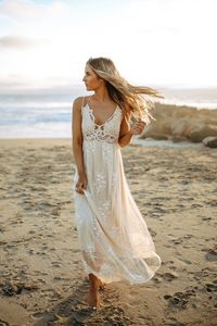 Paradise Island Scalloped Lace Maxi - Natural