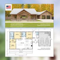 Cypress Barndominium 82' X 35' House Plan Design 3 Bed 2.5 Bath 1870 SF Drawings Blueprints - Etsy Canada