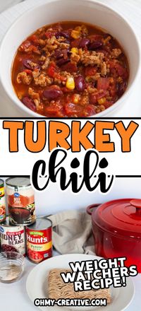 This Weight Watchers chili recipe with ground turkey is healthier just by replacing ground beef with turkey – and lower in points!