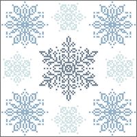 Keep warm this winter with a flurry of delicate snowflakes. Stamped for cross-stitch on white polyester/cotton fabric. Set of six. 18 x 18" (46 x 46cm). Imported.