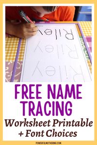 Get a free name tracing practice worksheet with your childs name on it today! Let your child practice his writing skills with these printable worksheets. No need to buy those expensive writing workbooks because these worksheets are for free! What's more- you can have it personalized with your kid's name in it. #worksheet #preschool #pre-k #nametracing #letterformation #printable