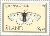 Stamp: Clouded Apollo (Parnassius mnemosyne) (Åland Islands) (Butterflies) Mi:AX 84,Sn:AX 80,Yt:AX 84,Sg:AX 83,AFA:AX 84,LaP:AX 84