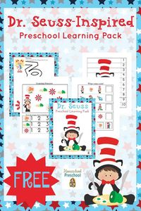 Dr. Seuss's birthday is next month. Let's celebrate with a fun Dr. Seuss-inspired preschool printable full of fun activities for your little ones to enjoy! | homeschoolpreschool.net