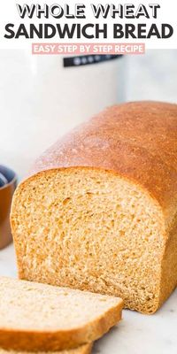 This Whole Wheat Bread is made with 100% whole wheat flour and your favorite natural sweetener. A soft and fluffy sandwich bread that stays fresh for days!