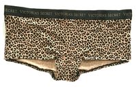 Victorias Secret Leopard Animal Boyshort Shortie Panties Size XL Logo Waistband