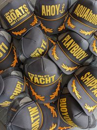 Nautical trucker hats with great puns! Perfect for a birthday party, bachelor/ bachelorette party or a day on the boat with friends!