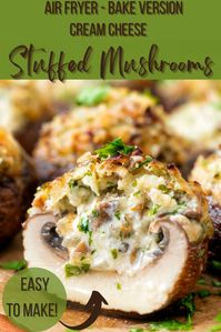 Creamy cheese stuffed mushrooms make a delicious party appetizer, snack, or companion to a nice dinner.