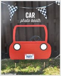 DIY photo booth for a Cars themed birthday party.