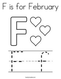 F is for February Coloring Page - Twisty Noodle