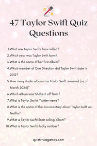 How much do you know about Taylor Swift? Taylor Swift trivia | Taylor Swift quiz | trivia questions and answers about Taylor Swift | Taylor swift quiz questions and answers | test your knowledge for swifties | game for swifties