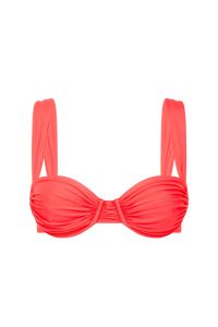 A balconette-style bikini top fitted with underwire and wide straps, adjustable in length. A silhouette signature to FAITHFULL, it features pleating across on the bust and is imagined in a vibrant Vermillion. Style with the Costa Bikini Bottoms for a matching set.