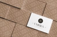 UMBRA is a natural haircare brand that we designed a custom packaging kit and branding kit for, that included branded thank you cards and business cards. The thank you cards and business cards are based on the brand's branding design color palette, with soft neutral shades and our custom designed brand pattern. To work with us on custom banding like this for your business, visit our website at https://uhmo.nl/en/ or our instagram at brandingstudio_uhmo.