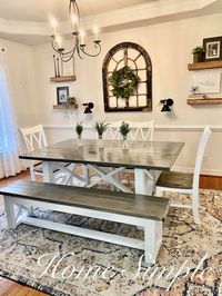 The Magnolia 7ft Triple X Farmhouse Table Set – Home Simple Decor & More