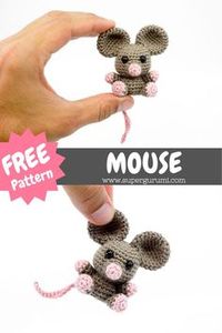 This free amigurumi mouse crochet pattern is crocheted easily and quickly and is perfect as decorative figurine, gift or key chain. Make your loved ones happy with this little mouse by supergurumi. #Amigurumi #Crochet