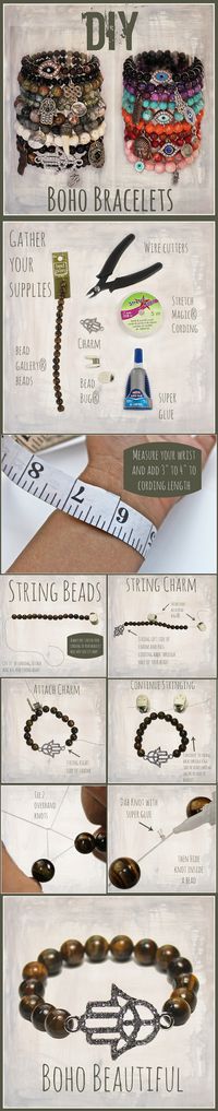 DIY Boho Beaded Bracelets with original source link.