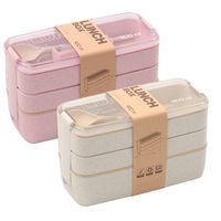 PRICES MAY VARY. Set includes wheat fiber microwave lunch box with 2 forks and 2 spoons in pink and beige. Functional and sharp design, rooted in minimalist Japanese lunch-box traditions.The product is suitable for above 3 years old. This Japanese style bento box is reusable, airtight and made of BPA-FREE materials keep your food fresh and mess free by preventing any smells in your bag. Wheat fiber are super healthy and built to last. Our bento lunch box come with 3 compartment design to prevent