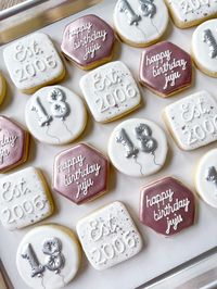 18th birthday cookies rose gold and silver