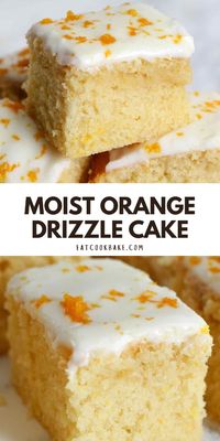 This orange drizzle cake is moist and easy to make. A light, orange traybake topped with orange glace icing- perfect for the whole family!