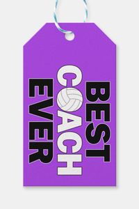 Add a special touch to your favorite volleyball coach's gift with a sweet customizable BEST COACH EVER gift tag. You can change the background color (currently set on light purple) by clicking the [Customize] button and using the color picker tool. Then add your own custom text on the back side by clicking "Personalize this template" and typing the coach's name or any other text in the custom text box!