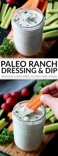 Paleo Ranch Dressing & Dip | gluten-free ranch dip recipe | dairy-free dip recipe | whole30 dip recipe | paleo dip recipe | healthy ranch dressing reipce | healthy vegetable dip recipe || The Real Food Dietitians #whole30ranchdressing #glutenfreeranchdressing #healthyranchdip