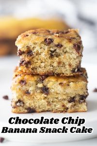 Chocolate Chip Banana Snack Cake recipe from RecipesForHolidays.com #chocolate #chip #chocolatechip #banana #snack #cake #recipe #RecipesForHolidays