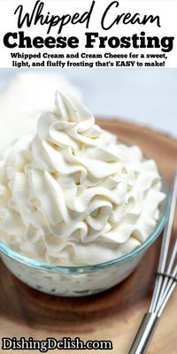 Whipped Cream Cheese Frosting is really EASY to make with a light and fluffy texture, made with only four ingredients and ready in under 10 minutes!