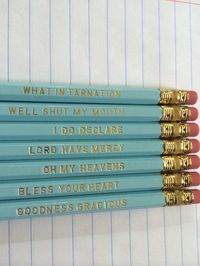 Southern Exclamations Set of 7 Light Blue Imprinted Pencils