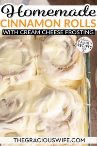 These homemade cinnamon rolls are a breakfast dream come true! Soft, pillowy dough is rolled with a gooey brown sugar and cinnamon filling, then topped with a creamy vanilla cream cheese frosting. The perfect treat for a cozy morning or special occasion, these rolls are a labor of love but totally worth it! Make these homemade cinnamon rolls for a deliciously sweet and satisfying start to your day.