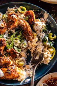 Greek Chicken Bowls with Tahini Feta Sauce | halfbakedharvest.com