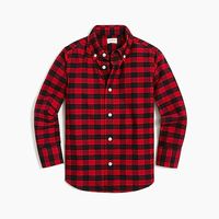 Factory: Boys' Long-sleeve Flex Oxford Shirt In Plaid For Boys