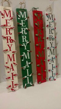 Merry Mail Wood Christmas Card Holders by PurpleOwlDesigns1 Christmas card holder